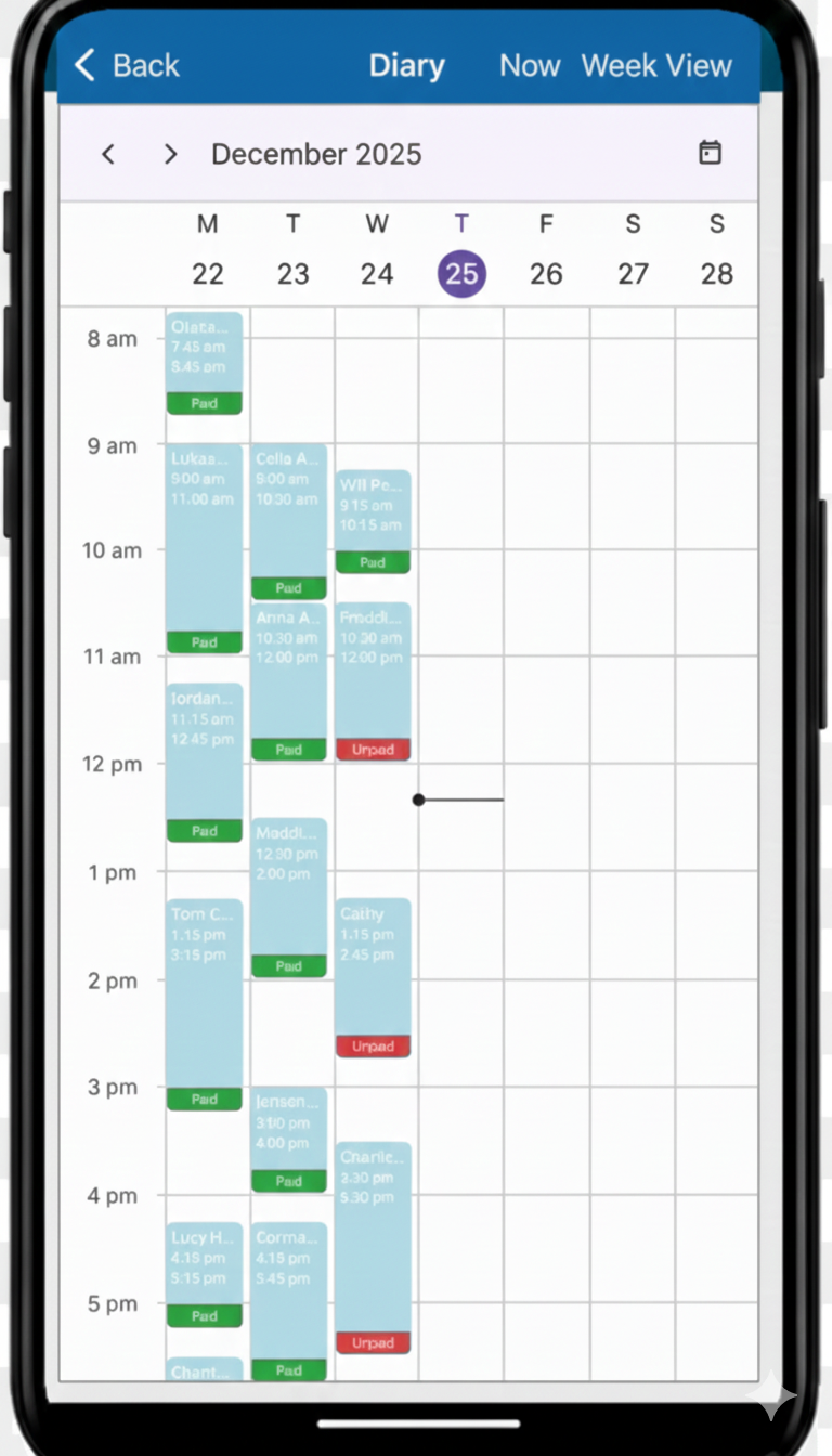 Instructor diary screenshot 1