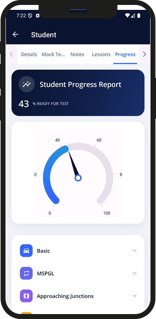 Student progress report in the app
