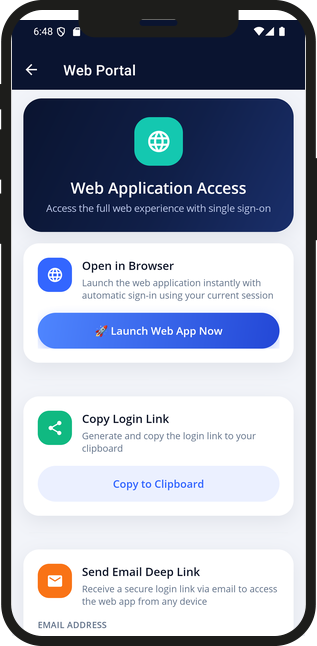 Web portal access in the app